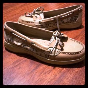 Sperry Boat Shoes Sequin Leopard Print Size 6.5
